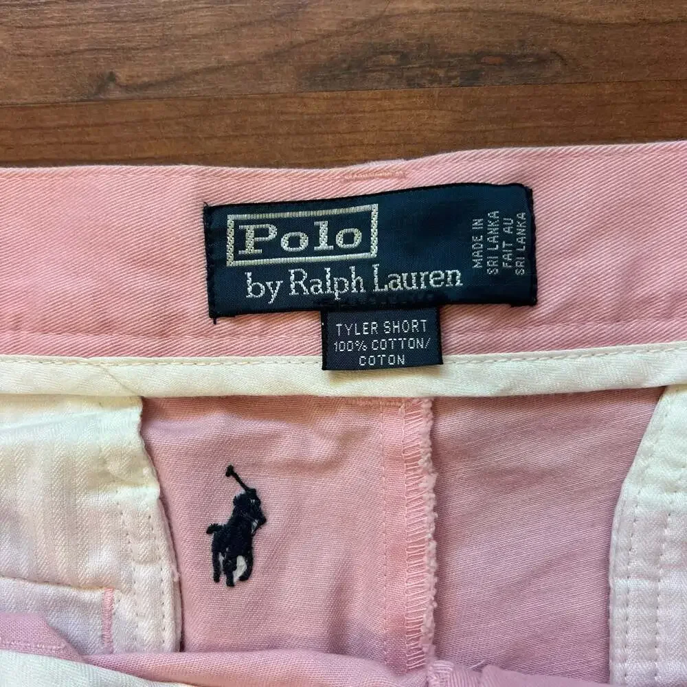 Polo Ralph Lauren Tyler All-Over Pony Print Pink Pleated Chino Shorts Sz 36